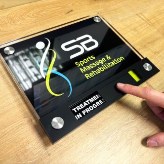 branded acrylic slider sign