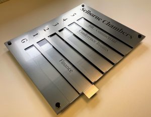 stainless steel effect directory with removable nameplates