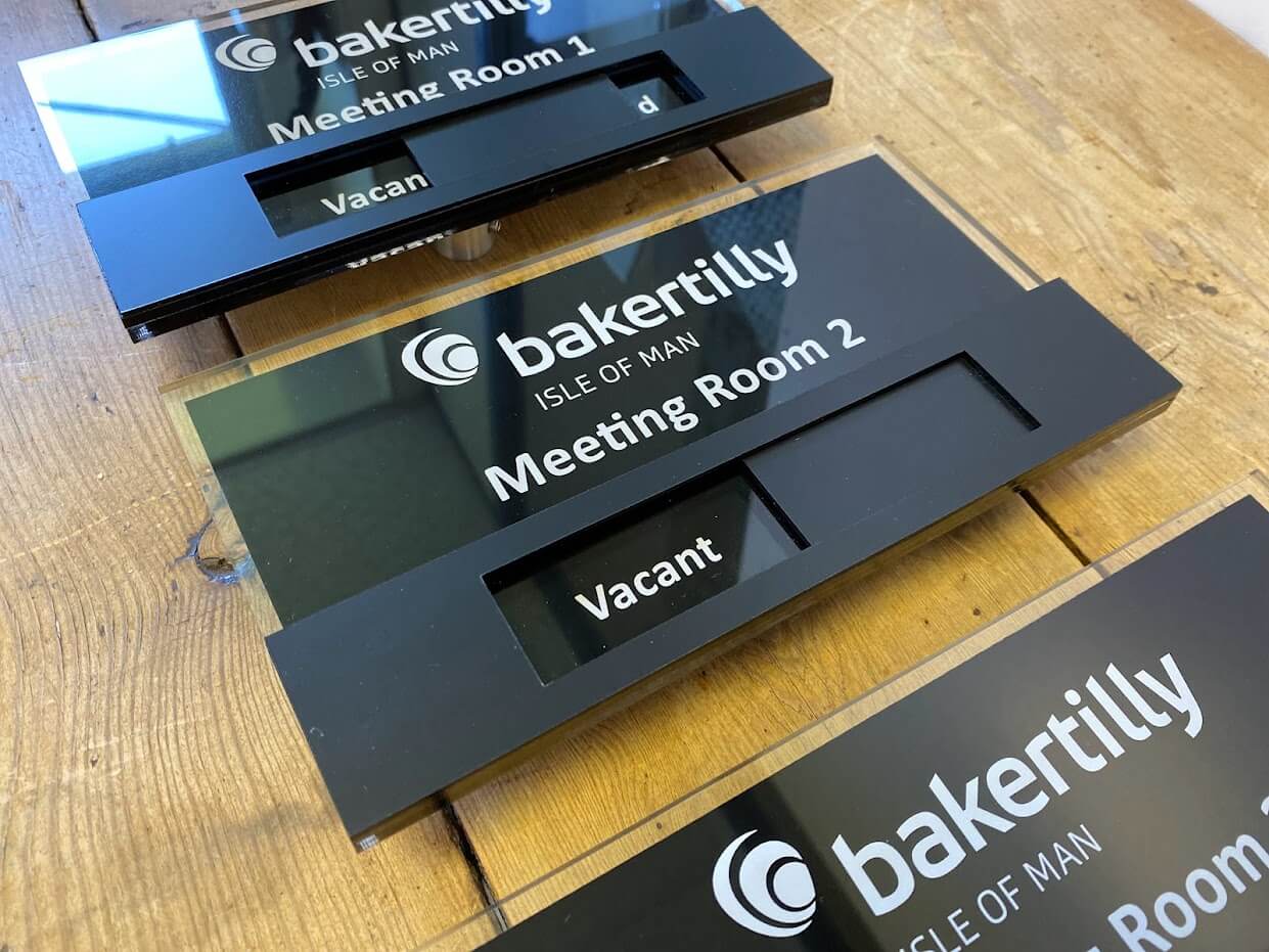 black sliding door signs