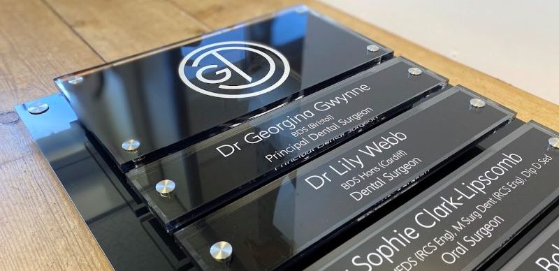 Black changeable name board sign for dental practices