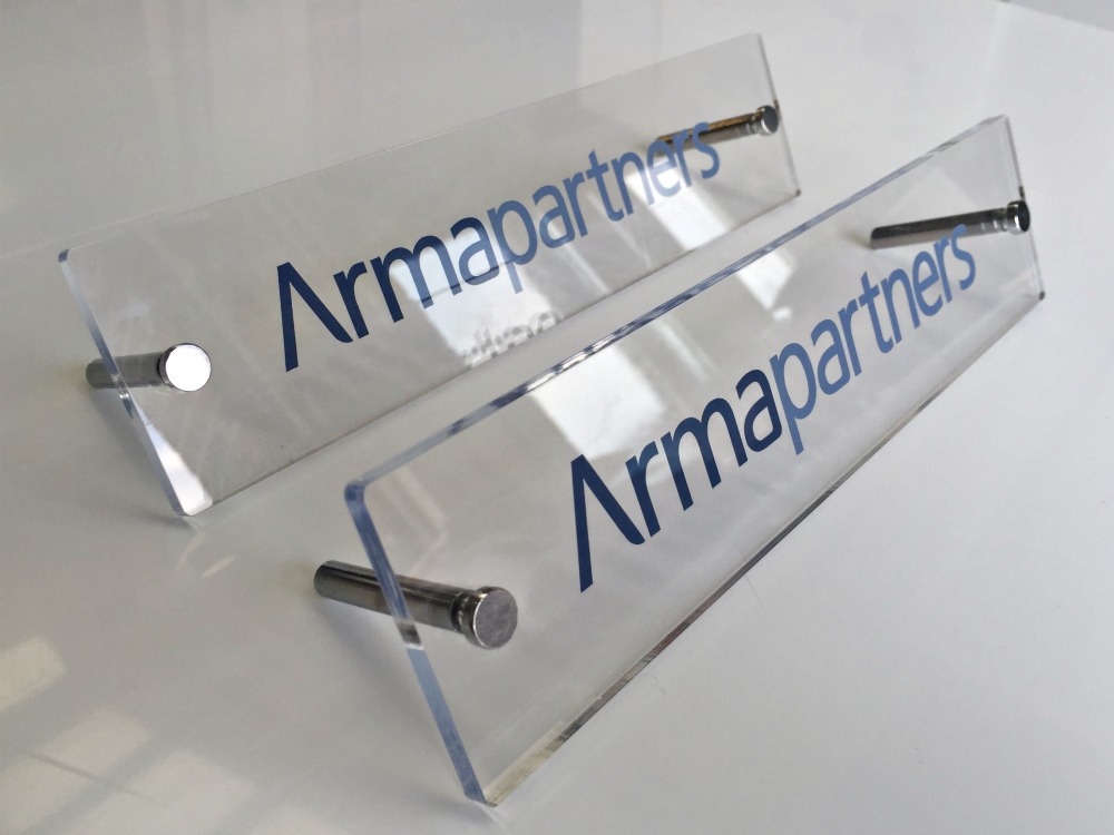 modern branded desk name signs